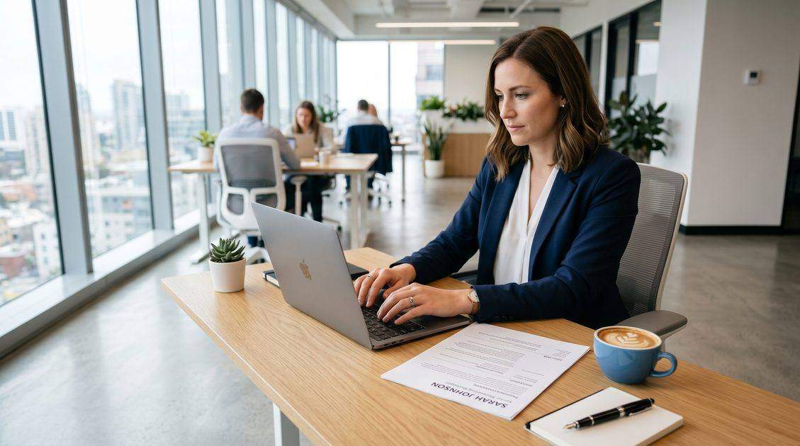 Professional using free CV generator to create resume online