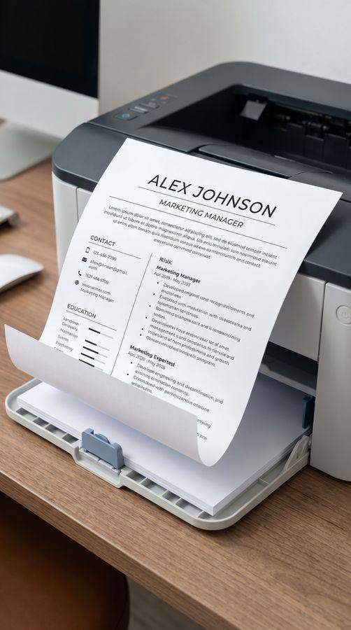 CV Generator - Professional resume being printed